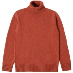 Universal Works Eco Wool Roll Neck Knit - Rust