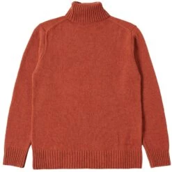 Universal Works Eco Wool Roll Neck Knit - Rust -Emporio Clothing Shop universal works eco wool roll neck knit rust p59707 883443 image