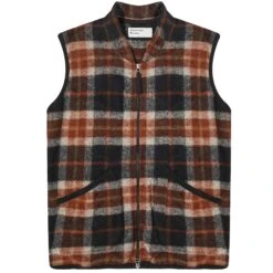 Universal Works Zip Waistcoat - Brown Check