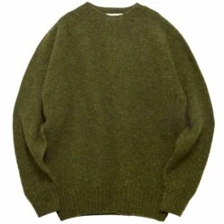 YMC Suedehead Crew Neck Jumper - Dark Green